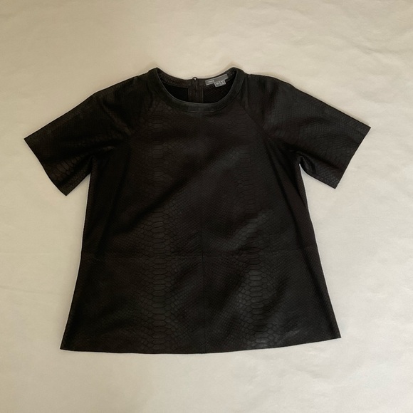 Vince. Embossed Snake Leather Tee in Black Size XSmall - Picture 8 of 13